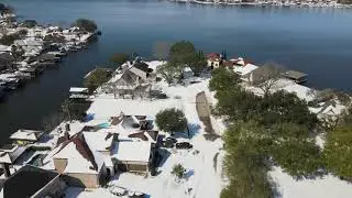 4K DRONE FOOTAGE of Lake Conroe, Texas during February freeze