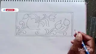 Alekhan || how to draw Lotus aalekhan drawing in rectangle