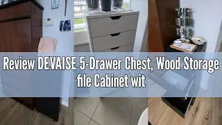 Review DEVAISE 5-Drawer Chest, Wood Storage file Cabinet with Wheels, White