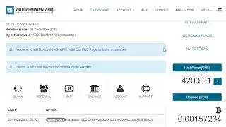 VIRTUALMININGFARM My First Live Withdrawal AND 100 GHS FREE LIFE TIME