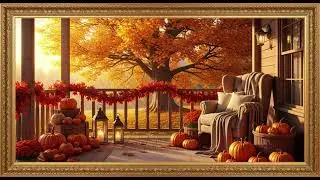 Frame TV Art - Frame Art TV with Music: Golden Autumn Porch Hideaway Cozy Chair, Pumpkin