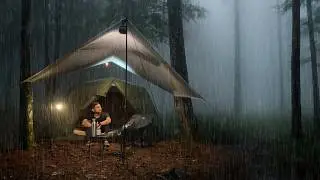 4 DAYS POURING RAIN‼️ Solo Camping in long Heavy Rain and Thunderstorms‼️