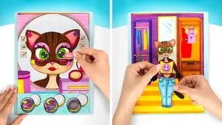 Drawing Paper House With Interior For Cute Cat