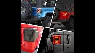 US/Euro version black/red LED Taillight with Brake/Turn/Reverse for Jeep JL 2018+