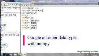 what are numpy properties   dtype in numpy   shape in numpy   size in numpy   itemsize   numpy