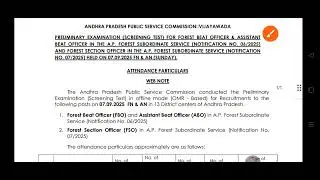 APPSC FBO 07-09-2025 KEY 2025, APPSC TOTAL ATTENDING PERSONS, APPSC FOREST JOBS OFFICIAL QUESTION 