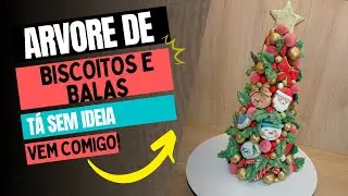 Arvore de Natal de biscoitos e balas de brigadeiro