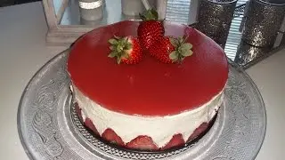 Fraisier facile a réaliser sans gélatine حلوى الفراولة او الفريزي سهلة التحضير وبدون جلاتين