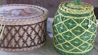Tejemos una cesta de tubitos de periodicos con el dibujo “Red rombica” con Natalia Sorokina