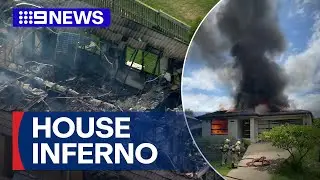 Family home destroyed in Springfield inferno | 9 News Australia