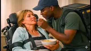 Kind black Delivery man feed disabled woman everyday not knowing she's a Millionaire