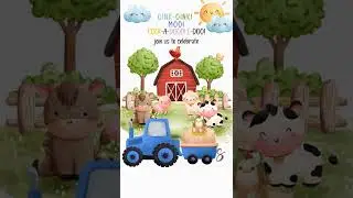 Animated Farm Birthday Party Invitation, Blue Farm Animals Birthday Invitation, Barnyard Party