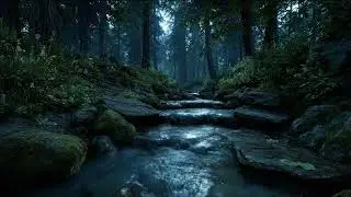 Gentle Night Forest Stream 🌙 Calm Flowing Water for Sleep, Study & Deep Relaxation