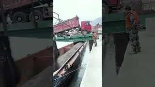 Direct Barge Loading from a Truck | Dumping from a Ramp