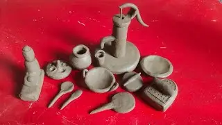 Easy way how to make miniature kitchen set with clay | hand made mini kitchen set