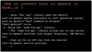 How to Convert Text to Speech in Node.js ?