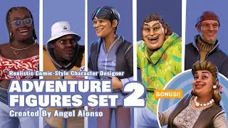 Realistic Comic-Style Character Pack  | Adventure Figures Set 2 for Character Creator
