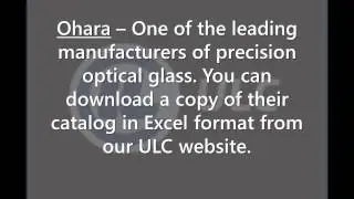 Optical Glass Certified by Various Manufacturers