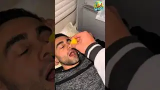 Pouring Lemon Juice into Sleeping Friend's Mouth 🍋😂 #shorts #shortvideo #lemonreaction #funnyvideo