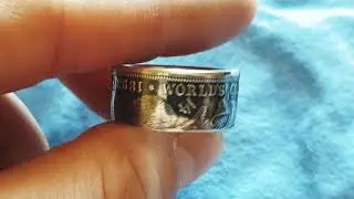 Columbian Exposition Half Dollar 1893 Silver Coin Ring USA Obrączka Z Monety