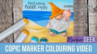 Copic Marker Colouring Gnome with a SeaShell Stamping Bella Rubber Stamp