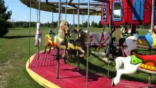 Allan Herschell 2 row carousel close up half and half horses