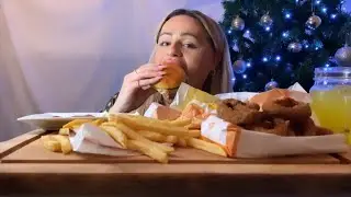 BURGER KING MUKBANG 먹방 NEW ROADHOUSE CRISPY CHICKEN, ONION RINGS, FRIES & CHOC FUDGE BROWNIE