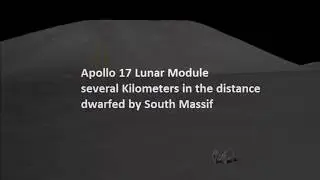 Apollo 17 Lunar Module dwarfed by South Massif
