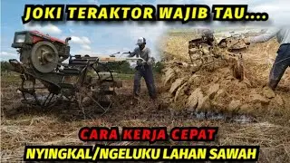 Kerja cepat!!Traktor Sawah Memulai Bajak Dari Tengah