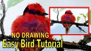 HOW TO PAINT A BIRD  How to Watercolor EASY Bird Painting | RED BIRD