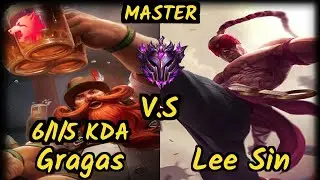 HKA Crash (GRAGAS) vs LEE SIN - 6/1/5 KDA JUNGLE GAMEPLAY - KR Ranked MASTER