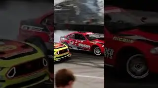 Travis Reeder being chased by Adam LZ at #FDLB 2022 #fuelab #drift #adamlz #bmwdrift #rtrmustang