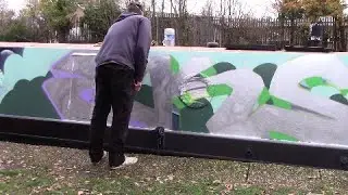 GRAFFITI ART ON A BOAT **BOAT OF FAME** **ILYAS** **EKS** **RAMSON**