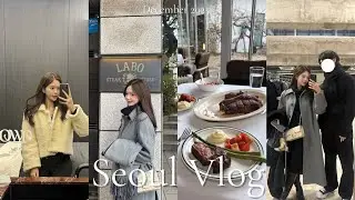 年末ソウル旅行Vlog✈️🤍狎鴎亭ステーキハウス🥂ヘアラインアートメイク/まつ毛パーマおすすめ/輪郭ケア/ハンナムドン/江南/おすすめヨンナムドンカフェ☕️#vlog #Seoul #브이로그 