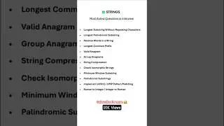 DSA | Strings Most asked Questions Roadmap #dsa #placement #strings #graphs #tree #hashmap #striver