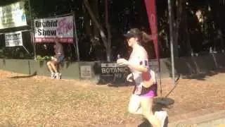 Amanda finishing the Mount Cootha 