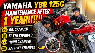 Yamaha YBR 125G one year maintenance Vlog | Loud Horn installed Dry battery Installed Oil Change