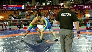 Qual. GR - 97 kg: A. SYZDYKOV (KAZ) v. O. SYRLYBAY (KAZ)