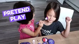 Our Twins Playing Beauty Salon with Cute Pretend Makeup Set