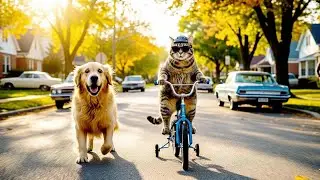&ldquo;Whiskers on Wheels: The Cat Who Learned to Ride a cycle 😀😜#Toonlexy