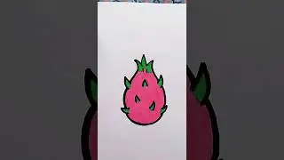 How to draw a Dragon Fruit| easy fruit Drawing| Fruit drawing and coloring | step by step