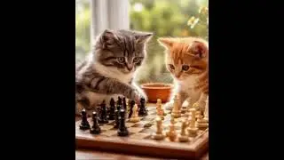 Two Little Kittens, Two Brilliant Chess Games ♟️🐱 002 котята  играют шахмат