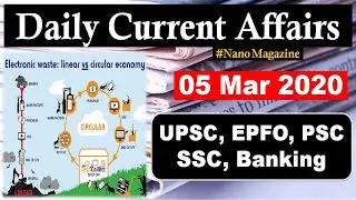 5 March Daily Current Affairs 2020 | The Hindu | PIB News in Hindi By Veer | Nano Magazine | SLV