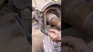 Truck Brake Shoe Spring Install | Next Level Mechanic Skill #shorts #automobile #truckrepair #ideas