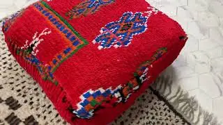 kechart - Moroccan kilim pouf, berber pouf, Floor Pillow, Floor Cushion, vintage handmade kilim pouf