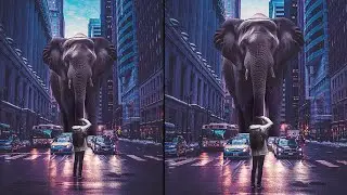 Surreal Elephant in the City Photo Manipulation Photoshop Tutorial