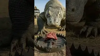 Will the Komodo Dragon Risk the Trap for Raw Meat? Unbelievable Wildlife Encounter! #Wildlife #Trap