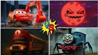 McQueen Excavator 🆚 Lunar Moon 🆚 School Bus Head Eater 🆚 Thomas Train Coffin Dance ❤️ Tiles Hop 