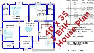 40 x 35 House Plan @ 3 BHK. #houseplan#civilengineering