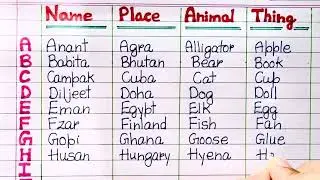 A to Z (Name , Place , Animal ,Thing )